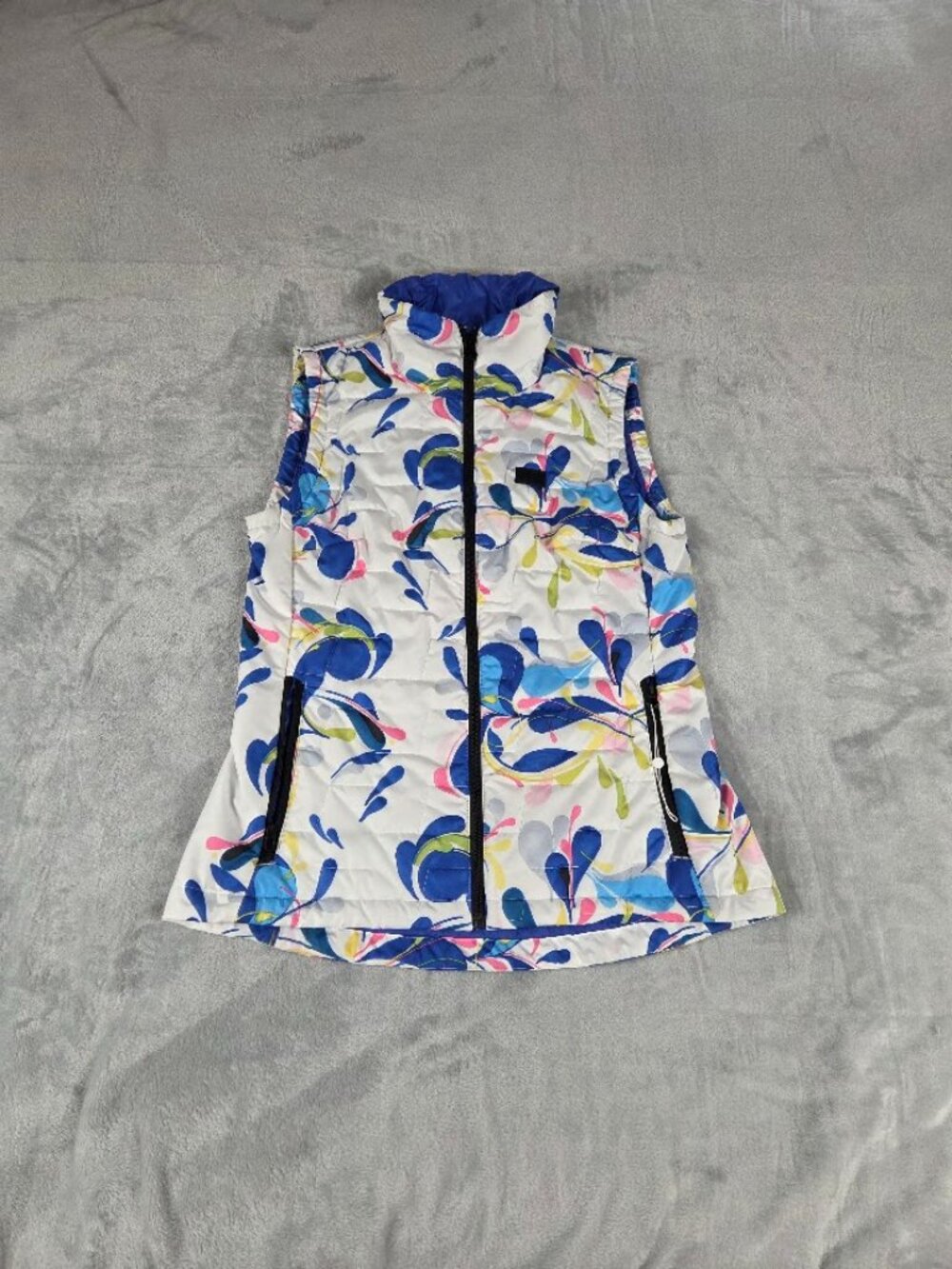 Helly Hansen Lifaloft Vest White Blue Floral Print Quilted Puffer Womens S